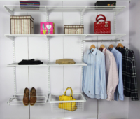 Pratique Vie Armoire Vestiaire Blanc Argent Gris Famille Rangement Suspendu Montage Étagère En Métal