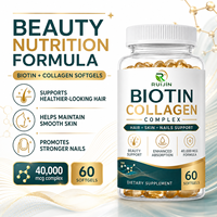 Gélules de biotine et collagène à marque privée OEM, 60 unités, pour femmes adultes, vitamines beauté, supplément DHA EPA Zinc Iode