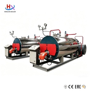 Chaudière à vapeur industrielle automatique horizontale au gaz ou au mazout WNS, ensemble complet avec brûleur, pompe d'alimentation en eau et cheminée - Product Image 1