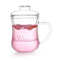 Tasse à café en verre borosilicate classique faite à la main de 300 ml avec soucoupe et infuseur à thé en céramique, ensemble écologique résistant à la chaleur