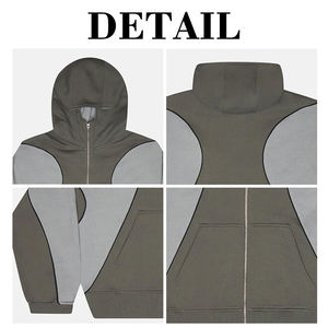 Veste à capuche zippée unisexe KingSen personnalisée, bicolore, en molleton 100% coton, col haut, pour homme et femme, hiver - Product Image 6