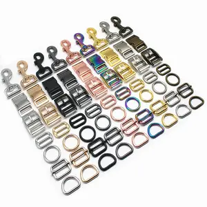 Personalized Pet Dog Harness metal snap hook D ring rose gold metal buckle for the dog collar hardware set