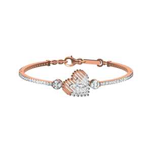 กำไลข้อมือเพชรแท้คุณภาพเยี่ยม ดีไซน์ลิงค์ ทองคำ 10K 14K 18K โรสโกลด์ ทรงเหลี่ยมมรกต รับรองโดย IGI กำไลหรูสำหรับผู้หญิง - Product Image 1