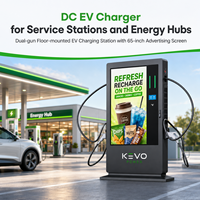 Chargeur EV DC à double pistolet, monté au sol, 30kW 40kW 60kW 80kW avec écran publicitaire numérique de 65 pouces