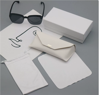 Ensemble de boîtes à lunettes de luxe personnalisées avec logo, en cuir PU blanc, pour lunettes de soleil, étui et sac pour lunettes