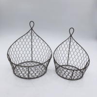 Panier de rangement vintage en fil métallique vieilli, écologique, décoratif, support de plantes de jardin en métal, organisateur pour cuisine et salle de bain