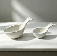 Ensemble de bols à sauce en céramique en forme de poisson, bleu dégradé et blanc, deux tailles, motif échelle en relief, pour la maison, la cuisine et la décoration de table