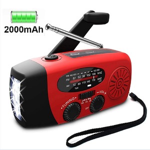 Radio de Emergencia con Manivela y 3 Linternas LED para Camping, 2000mAh, AM/<span class=keywords><strong>FM</strong></span>/NOAA, Radio Meteorológica Portátil con Energía Solar y Alarma SOS - Product Image 1