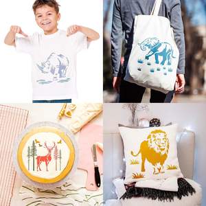 6 pièces réutilisables 5.9x11.8 pouces en plastique <span class=keywords><strong>animaux</strong></span> dessin pochoirs Lion girafe éléphant rhinocéros pour plancher de bois carrelage <span class=keywords><strong>mural</strong></span> peinture pour - Product Image 5