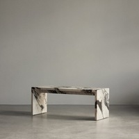 LANDIVIEW Mobilier de salon de luxe en marbre Table console Calacatta personnalisée en pierre d'alto, socle et pont