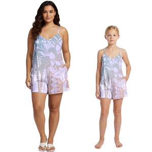 Trajes Casuales con Estampado Tropical y Bolsillos para Niñas Estilo Hawaiano, Monos para Mujer, Conjuntos a Juego para Madre e Hija - Product Image 1