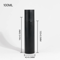 Flacon cosmétique en verre cylindrique noir mat de luxe 30 60 80 120 ml avec pompe noire et vaporisateur