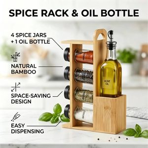 Cross-border wooden multi-compartment kitchen <b>spice</b> <b>jar</b> <b>rack</b>, oil bottle holder, multi-functional movable <b>spice</b> and oil bottle - Product Image 3