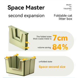 Nouveau bac à litière pliable semi-fermé de haute qualité Grande capacité pour empêcher la sortie de la litière pour chat Fournitures pour animaux de compagnie - Product Image 2