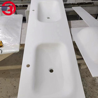 Meuble sous lavabo double style Corian | Cuvette de bain à surface solide | Plateau intégré de 20mm