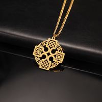 Collier Croix Myshape Celtics Knot Wheel, Nœud Irlandais Quaternaire, Symbole Sacré, Amulette, Bijoux Religieux en Acier Inoxydable