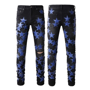 <span class=keywords><strong>Jeans</strong></span> Ajustados Personalizados de Fábrica China para Hombre con Parches - Product Image 2