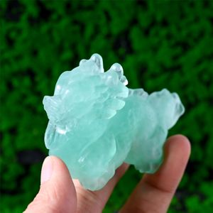 สินค้ามาใหม่ คริสตัลฟลูออไรต์สีรุ้ง รูปมังกรจีนแกะสลัก สำหรับตกแต่ง - Product Image 3