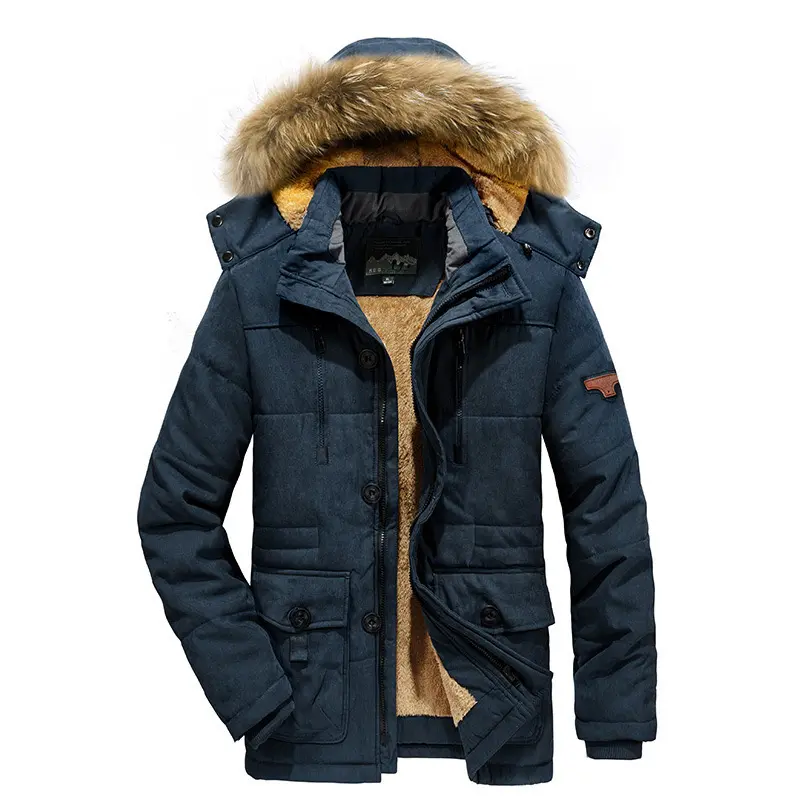 Chaqueta de hombre abrigo de invierno con capucha de lana acolchada Chaqueta larga personalizada
