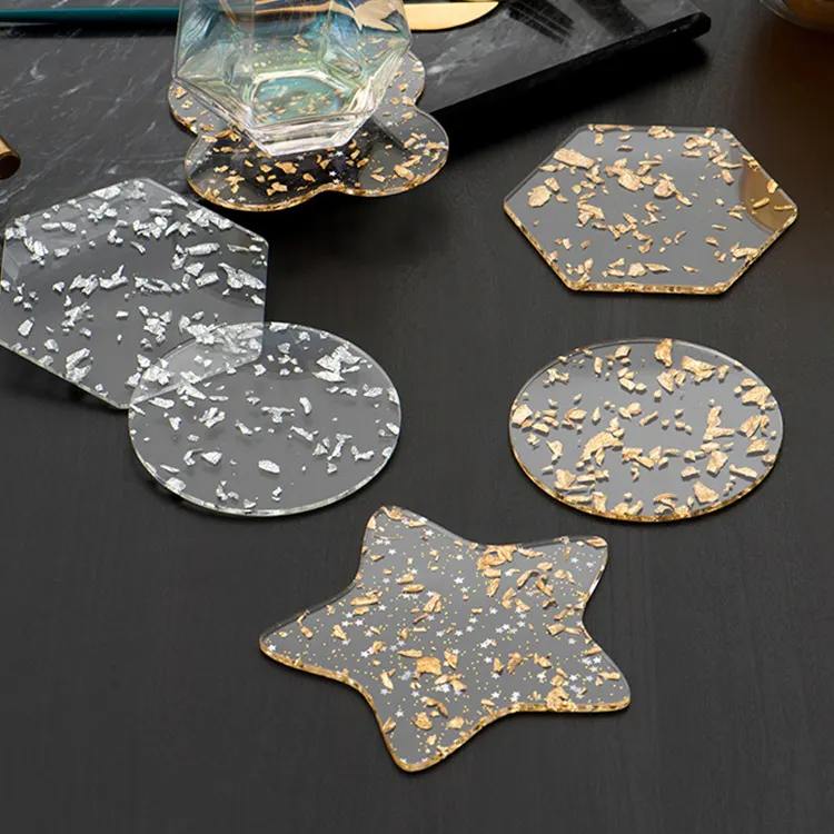 Amazon Top Selling High quality New design exquisite handmade art Amber Crystal acrylic coaster For Desktop decorations