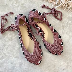 Feiwei, zapatos de tacón de princesa Europea americana, suela blanda, zapatos planos tejidos de gran tamaño para mujer, zapatos náuticos con punta cuadrada y Punta de huevo - Product Image 2