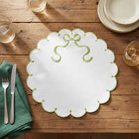 Set de table moderne en lin brodé à la main motif vague 40x40cm, lavable, résistant à la chaleur, écologique, durable, personnalisable Yunrou Home