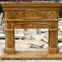 Cheminée moderne en pierre naturelle beige sculptée à la main, cheminée en marbre pour décoration intérieure