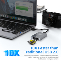 UHS-II SD4.0 CFexpress tipe B pembaca kartu memori 10Gbps USB 3.2 Gen 2 instalasi eksternal baca & tulis bersamaan