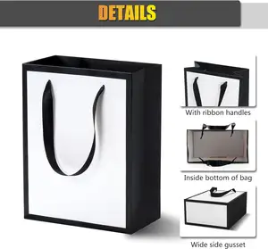 Reusable Jewelry Gift Paper Bag Luxury White Paper Carry Bags With Handles For Shopping
