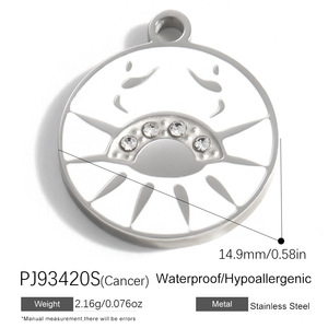 Breloques rondes personnalisées en gros avec logo, en acier inoxydable plaqué argent et émail, 12 signes du zodiaque, pour la fabrication de bijoux et bracelets DIY - Product Image 4