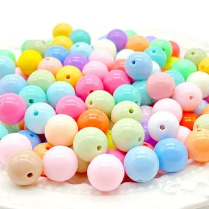 6~20mm acrylic straight hole solid color round beads diy handmade beading material smooth loose bead wholesale