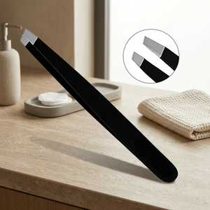 Pince à épiler pour sourcils ASAP en acier inoxydable noir, pointe inclinée, durable, outil de maquillage écologique, design classique, noir mat - Product Image 6