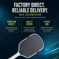 Raquette de pickleball en fibre de carbone durable pour intérieur et extérieur, idéale pour les jeux sur terrain, l'exercice et l'utilisation récréative, avec un sweet spot et un design thermoformé.