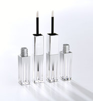 Tube de brillant à lèvres carré à double extrémité AS plastique PETG CASE emballage de maquillage Logo personnalisé Labial Luxurious Lipgloss Lipstick Tube