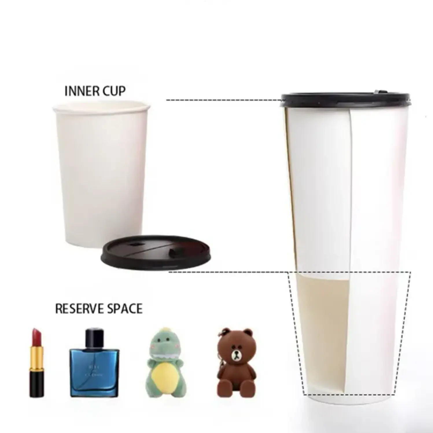 Logo customize printing commercial large double wall Blind Box Gift Draw Cup for bubble tea coffee paper cup 500ml