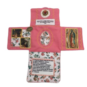 Religious Gift Pocket Cross Stitch Pocket Shrine with Included Silver Cross Textile & Fabric Crafts
