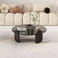 Table basse moderne et minimaliste de luxe léger pour salon, usage domestique, petits appartements, avec plateau en verre trempé et pieds en bois massif