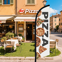 Bannière de plage en polyester de style professionnel, impression numérique, uniquement le mât, publicité extérieure personnalisée, décoration, drapeau de promotion de pizza