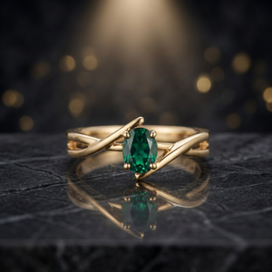 14K <b>Gold</b> Plated Silver Emerald Cut Gemstone Engagement <b>Ring</b> Rhodium Plated Prong <b>Set</b> Solitaire Inlay Women's Jewelry - Product Image 3