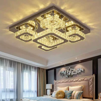 Décoration d'intérieur, luminaire de plafond fantaisie, rectangulaire, à montage en surface, lustre LED, commande par interrupteur, lampe de plafond en cristal