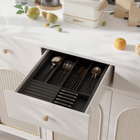 Organisateur de tiroir extensible en bambou noir W12.820.2" x L16 x H2 avec porte-couteaux