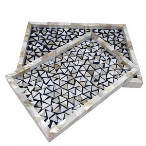 Exclusive Quality Wooden <b>Breakfast</b> <b>Tray</b> With Inlay Work Kitchenware Serving Snacks Food <b>Tray</b> For Home Hotel Usage - Product Image 5