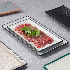 Assiette rectangulaire en mélamine pour barbecue, sushi, hot pot, viande grillée, usage commercial, couleur unie - Product Image 2