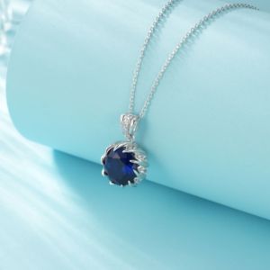 Collar de Plata 925 con Zafiro Azul, Ideal para Fiestas de Moda, Uso Diario, Festivales, Excelente Regalo Sorpresa para Chicas, Diseño Elegante - Product Image 2