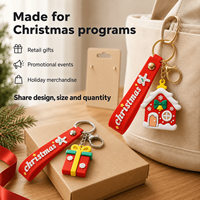 Llavero de PVC suave 2D 3D al por mayor para Navidad, con logotipo personalizado en relieve, de goma, OEM ODM para promoción global B2B de marcas