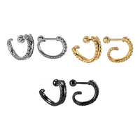 Piercings en acier chirurgical 316L en forme de tentacule d'octopus, finition or PVD, avec fermoir boule et texture ventouse, forme C, pour tragus et hélix