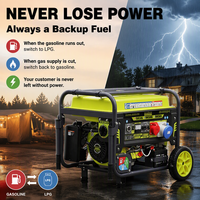 Générateur tri-énergie 10 kW 13 kVA essence, propane, gaz naturel 380 V triphasé, démarrage électrique, portable pour la maison et les situations d'urgence