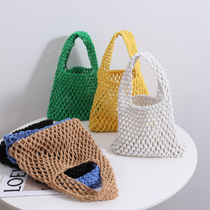 Fashion Single Open Portable Cotton String Knitting <strong>Fruit</strong> Net Mesh <strong>Tote</strong> Bag for Women - Product Image 1