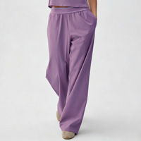 Ensemble de vêtements de sport pour femmes en 2 pièces, haut à manches courtes à col rond, pantalon droit à taille haute élastique, séchage rapide, spandex/nylon
