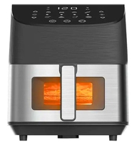 Freidora de aire sin aceite de acero inoxidable personalizada 1500W 6L LED Control táctil digital Diseño cuadrado Uso doméstico 12 programas preestablecidos